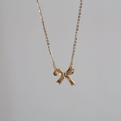 Bow Necklace (Solid Silver) - Loretta | Abbott Atelier | Artisan Jewelry Ribbon Pendant Necklace, Ribbon Bow Necklace, Gold Bow Jewelry, Bow Necklace Gold, Ribbon Necklace With Pendant, Gold Bow Necklace, Ribbon Necklaces, Ribbon Aesthetic, Gold Dainty Jewelry