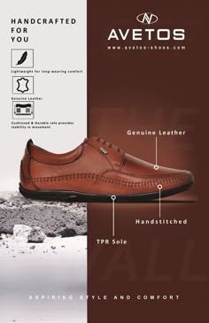 an image of a brown shoe with instructions on how to wear it