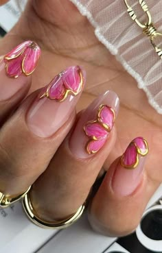 Summer Walker Nails, Spring Break Nail Ideas Almond, Fun Prom Nails, Prom Nails Pink Dress, Short Nail Designs Flowers, Charleston Nails, Shirt Nail Designs, Spring/summer Nails, Pink Nails With Design Ideas