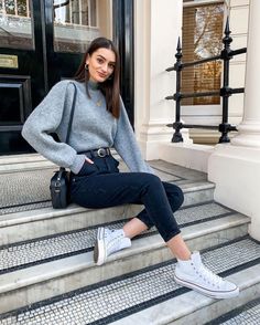 Converse Women Outfit, High Top Converse Outfit, How To Style Converse, Outfit Ideas With Converse, High Tops Outfit, Look Formal