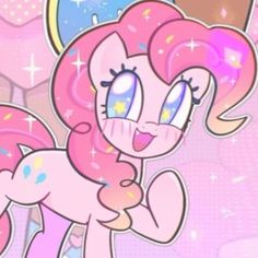 a pink pony with stars on it's face