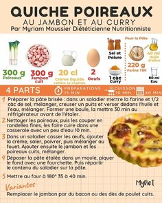 a recipe for quiche poireaux with instructions on how to make it in french