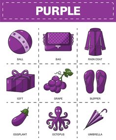 an image of purple items that are being used to describe the colors in this poster