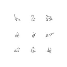 an image of animals that are drawn in line and placed on a white paper background