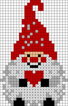 a cross stitch pattern with an image of a santa clause wearing a red hat and holding a cane