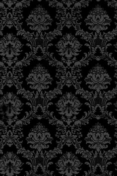 black and white damask wallpaper with an ornate design