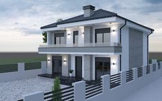 this is a 3d rendering of a modern house