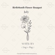 birth month flower bouquet july water lily svg