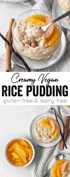 creamy vegan rice pudding with oranges and cinnamon