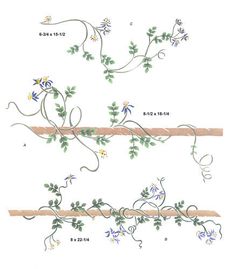 three different types of vines with flowers on them