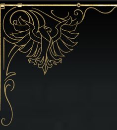 a black and gold background with a bird on it