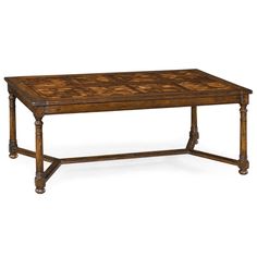 an old style wooden table with two legs and a square design on the top, against a white background