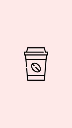 a black and white line drawing of a coffee cup on a light pink background with the word's logo below it