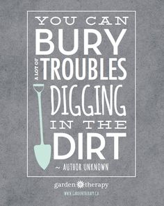 the quote you can't burn troubles digging in the dirt is written on a gray background