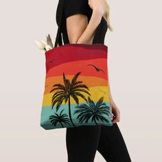 Blessed Sunset Palm Trees Chic Modern Custom Tote Bag | Zazzle Sunset Palm Trees, Palm Trees, Trees