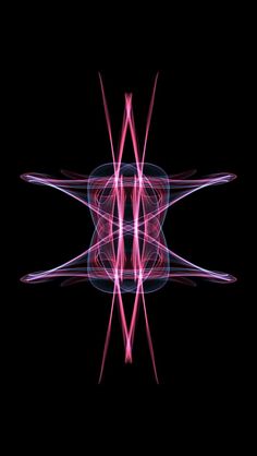 an abstract image with lines and shapes in pink on a black background that appears to be distorted