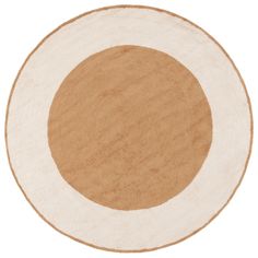 a brown and white circle rug on a white background