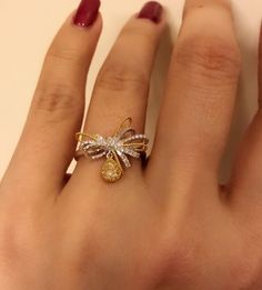 Diamond Ribbon, Ribbon Ring, Fancy Yellow Diamond, Gold Rings Fashion, Bridal Gold Jewellery Designs