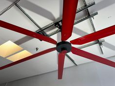 DF6 is our high-output industrial, HVLS ceiling fan with 1HP (750W) or direct-drive motor power. The DF6 uses a 14ft. 6-Blade rotor for maximum airflow designed to cover industrial and commercial spaces up to 5000 sq. ft. This fan is shipped mostly assembled (except blades) and it is a lightweight, and easy to install using our telescoping extension tube and no guy-wires. Our industrial direct-drive powerunit will handle the harshest environments, operating continuously for many years. FEATURES Red Ceiling, Industrial Ceiling Fan, Industrial Fan, Industrial Ceiling, Pitched Roof, Graphic Novel, Ceiling Fan, Made In Usa, Ceiling