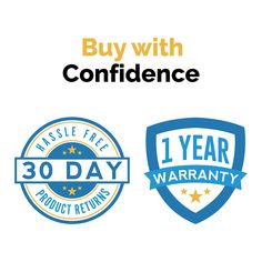 two logos with the words buy with confidence and 30 year warrant