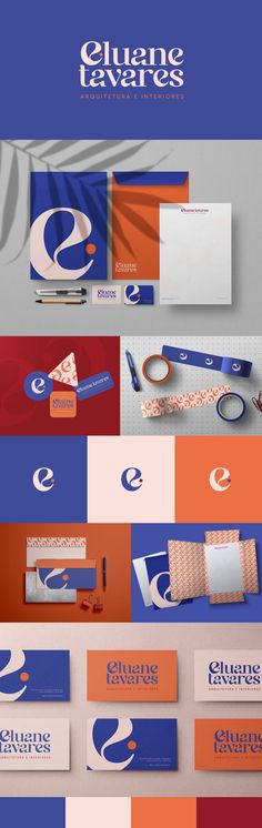 an assortment of business cards and stationery items with the logo design on them, all in different colors