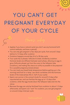 a pink poster with the words you can't get pregnant every day of your cycle