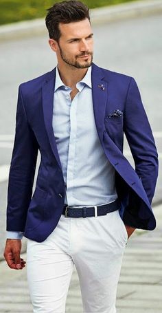 Men's Fashion - Community - Google+ Beach Formal, Guy Outfits, Gentleman's Club, Mens Fashion Edgy, White Shirt Men, Relaxed Wedding, Groomsmen Suits, Mens Formal, Blazer Outfits