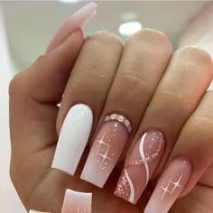 Birthday Nail Designs, Pink Nail, Stick On Nails, Luxury Nails, Nail Polishes, Best Acrylic Nails