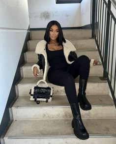 Going Out Outfits Winter London, Fall Outfits 2023 Leggings, Casual Fits Winter, Chic Baddie Outfits, Zara Outfit 2022 Fall, Fashion Nova Winter Outfits, Sweater Thigh High Boots, Autumn Outfits Black Women, Fall Dinner Outfit Classy