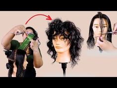 Como hacer un corte shaggy fácil. Perfecto para cabello lacio, ondulado y rizado - YouTube Shag Tutorial, Hair Makeup, Hair Cuts, Makeup, Make Up