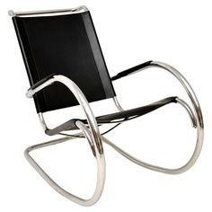 a black and chrome rocking chair on a white background