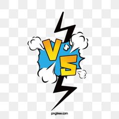 an image of the word versus on a white and blue background with lightning bolt in the middle