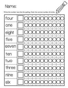 a worksheet with the words name and number