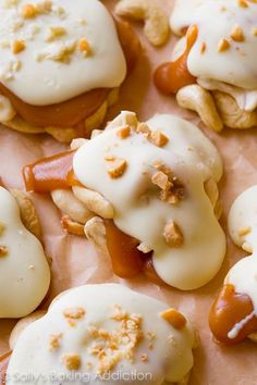 christmas candy recipe with white frosting and candies on top, in the middle