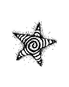 a black and white image of a star with spirals in the shape of circles