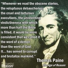 thomas paine quote about the age of reason and persuusion, with an image of thomas paine