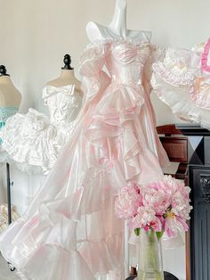 ♡ Light ♡ - Pink Princess Dress Set – Heart of Doll Princess Dresses Birthday, Princess Mermaid Dress, Princess Night Dress, Pink Victorian Dresses, Pink Prom Dresses Simple, Who Made Me A Princess Dress, Doll Like Dress, White And Pink Prom Dress, Selkie Pink Dress