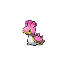 a pixelated image of a pink and white bird