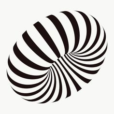 a black and white image of an abstract object with stripes in the shape of a ball