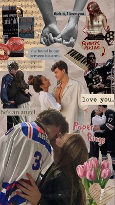 a collage of photos with two people holding hands and the words love you written on them