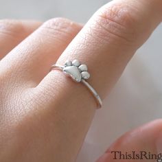 Dog Rings Jewelry, Silver Cat Design Promise Ring, Gold Sterling Silver Jewelry With Paw Print, Adjustable Sterling Silver Jewelry With Paw Print, Adjustable Silver Jewelry With Paw Print, Adjustable Sterling Silver Paw Print Jewelry, Paw Print Ring, Dog Ring, Animal Rings