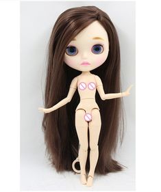 a doll with long brown hair and blue eyes is posed for the camera on a white background