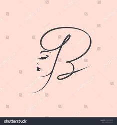 a woman's face with the letter p in black ink on a pink background