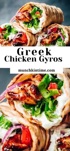 chicken gyros stacked on top of each other