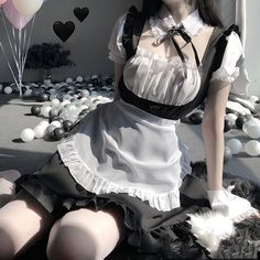 White Maid Dress, Maid Outfit Cosplay, Anime Uniform, Role Play Costume, Egirl Clothes, Maid Dress, Kawaii Clothes