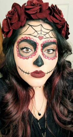 Dia De Los Muertos Makeup Ideas Easy, Easy Sugar Skull Makeup Simple Kids, Sugar Skull Simple Makeup, Simple Candy Skull Makeup, Mexican Face Paint Simple, Katrina Face Painting, Day Of The Dead Makeup Easy Kids, Sugar Skull Kids Makeup, Simple Dia De Los Muertos Makeup Ideas