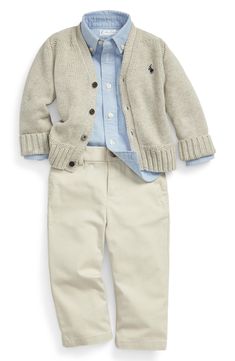 Your kid can layer in classic style with this supersoft, textural cardigan featuring seed-stitch accents and signature pony embroidery. Front button closure 100% cotton Machine wash, dry flat Imported Boys Church Outfit, Baby Boy Dressy Outfits, Preppy Baby Boy, Boys Dressy Outfits, Baby Boy Easter Outfit Infants, Baby Boy Ralph Lauren, Baby Boy Easter, Boys Easter Outfit, Boys Cardigans