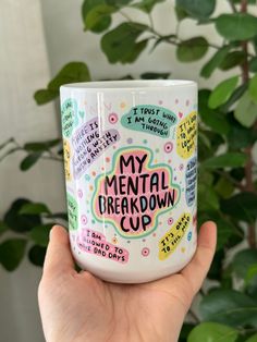 Mental Breakdown cup/mug Did you know that of the 50,000 thoughts we have every day, 80% of them are negative and reside in the subconscious? Positive affirmations can transform your thoughts so you can create the reality you want. Great gift idea for a social worker , counselor, therapist etc! Anyone going through a difficult time in their life, this mug is a great mug to make you or a special someone get through their tough times and know that it will be ok! 11oz ceramic mug The Perfect mug fo Gifts For Therapist, Funny Mug Sayings, Affirmation Mugs, Mug Ideas, Social Worker, Tough Times, Health Awareness, Cute Mugs, Mental Health Awareness