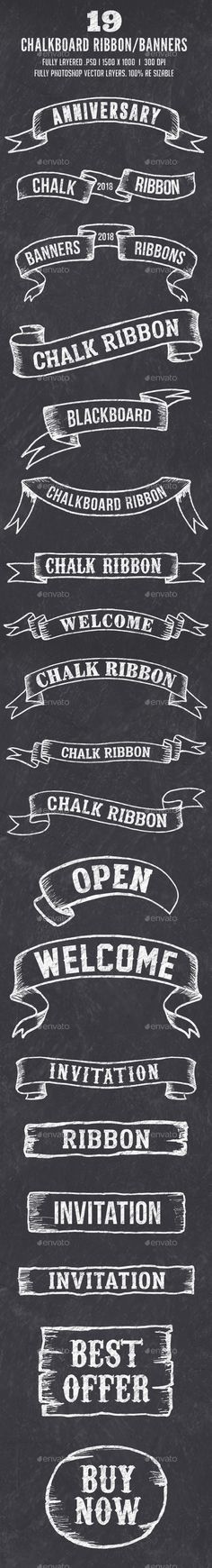 a chalkboard poster with different types of writing on the front and back of it