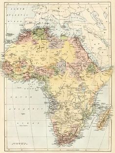 an old map of africa with all the major cities